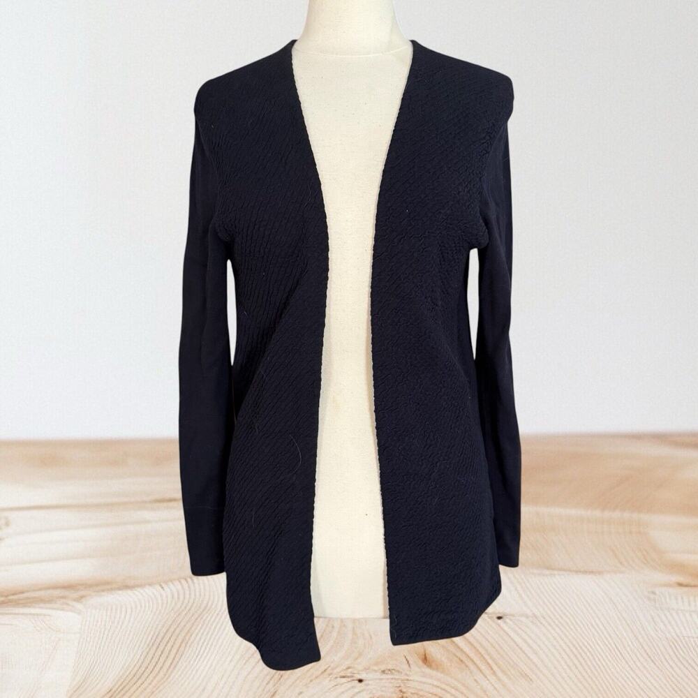 Cos Black Cardigan Sweater Size Small Open Front Longline‎ Cotton Blend Capsule